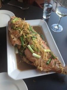 Whole Rockfish with ginger and green onion 