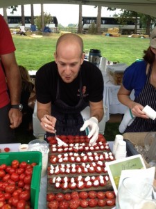 Chef Trevor Bird of Fable Kitchen with his Tomato Essence - Urban Digs Farm heirloom tomatoes and fable made ricotta
